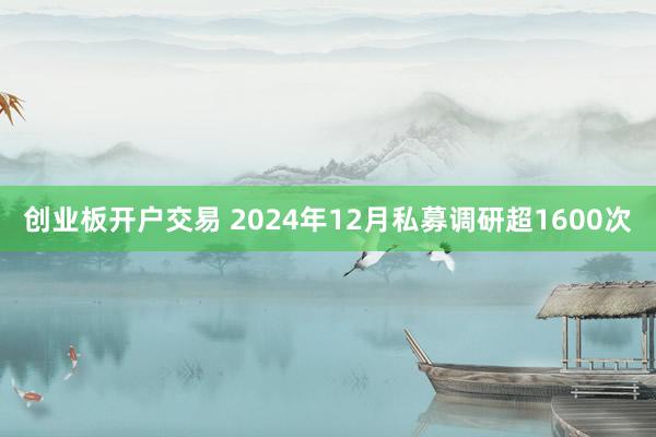 创业板开户交易 2024年12月私募调研超1600次