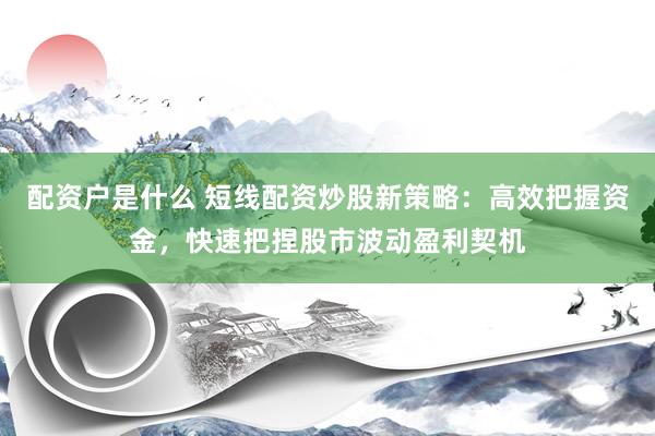 配资户是什么 短线配资炒股新策略：高效把握资金，快速把捏股市波动盈利契机